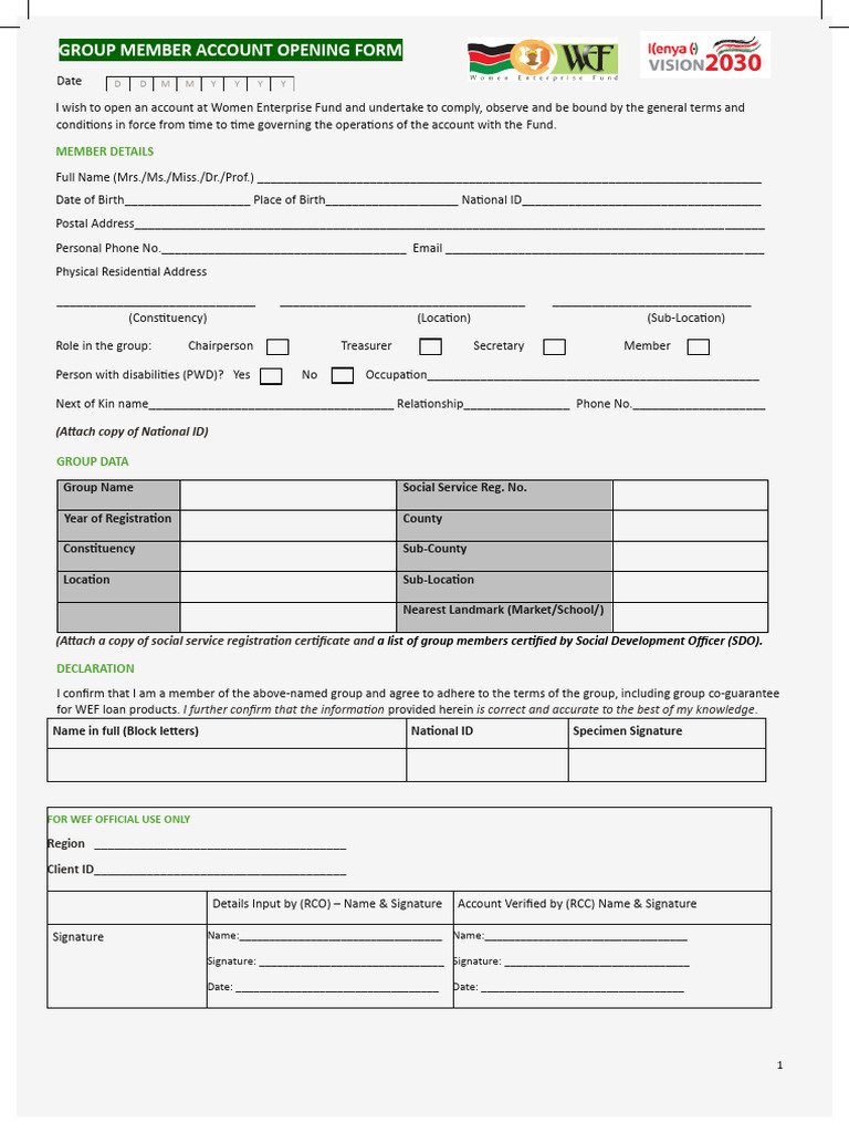 Group Member Account Opening Form | PDF | Identity Document | Justice