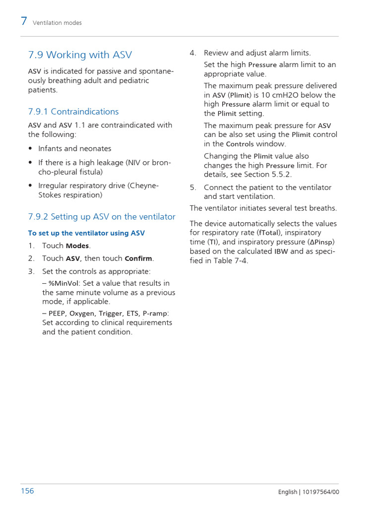 Hamilton C6 ASV Ventilator Setup Guide | PDF | Breathing | Respiratory ...