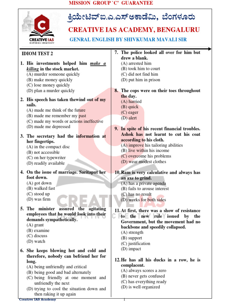 Idiom Test 2 | PDF | Chess Openings | Chess Theory