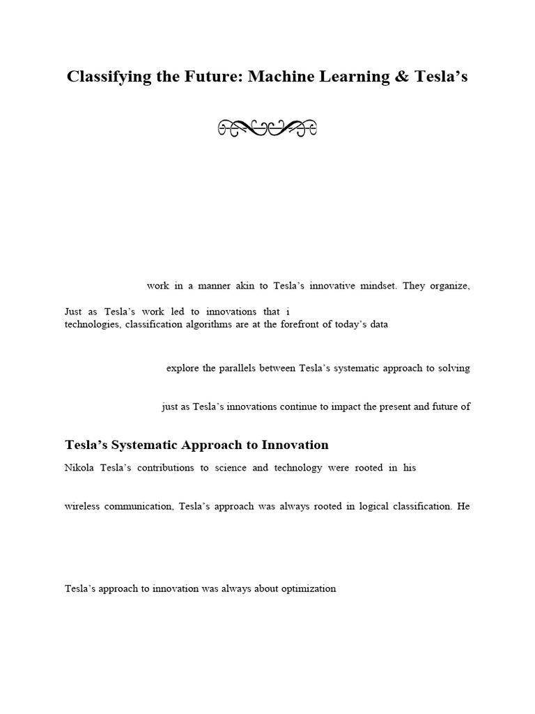 9. Classifying the Future Machine Learning & Tesla’s Innovations | PDF ...