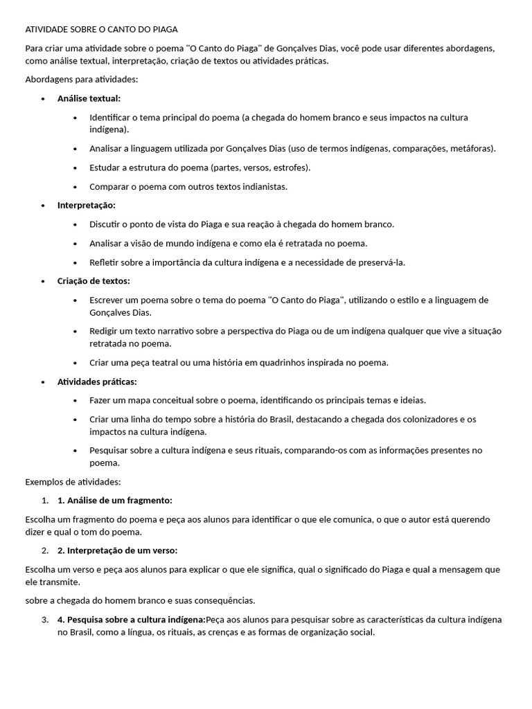 Atividades sobre 