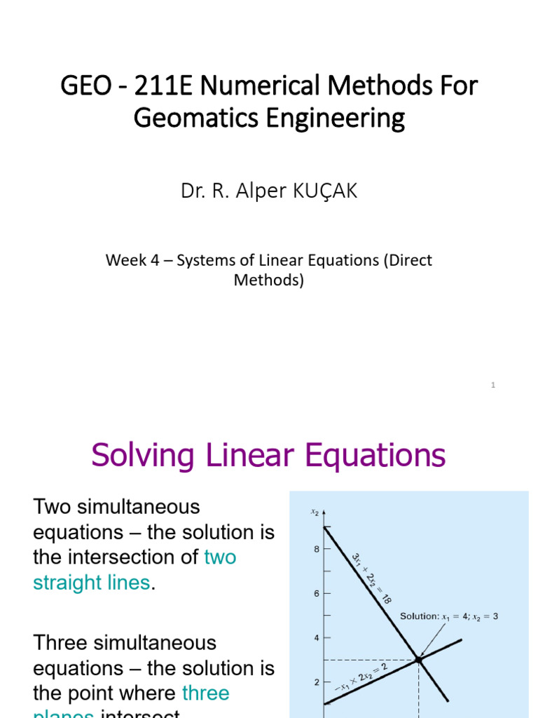 GEO221E W4 v1 | PDF | System Of Linear Equations | Mathematical Objects