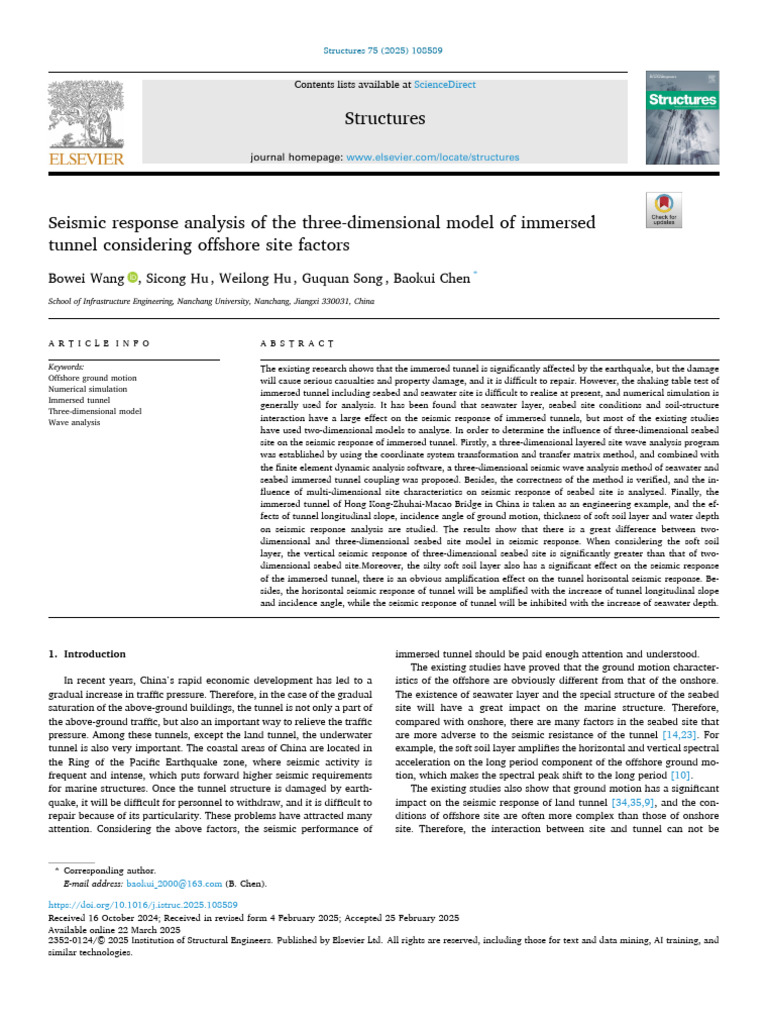Seismic Analysis of Immersed Tunnels | PDF | Waves | Seismology