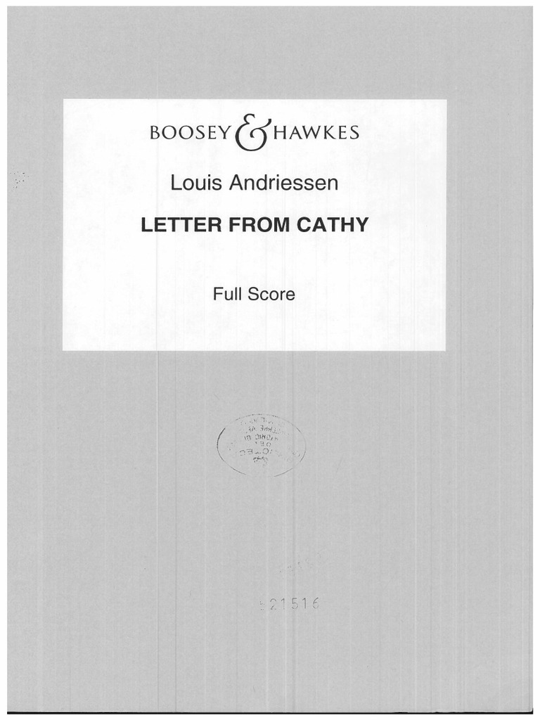 Andriessen - Letter From Cathy | PDF