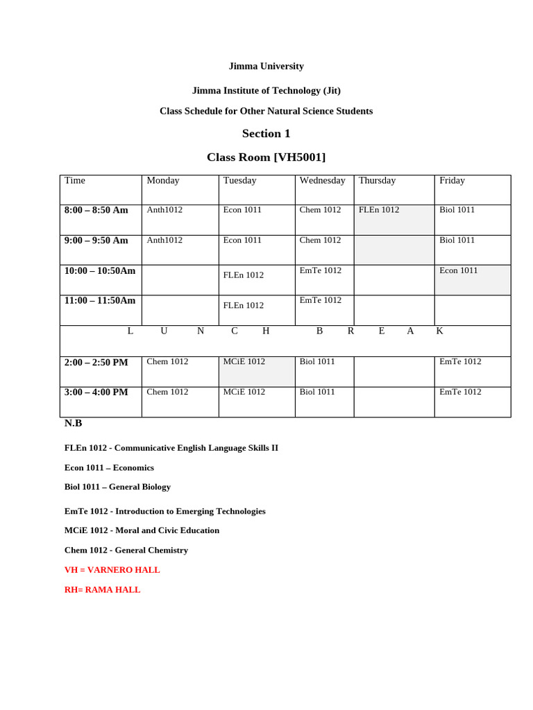 Section 1 Class Room (VH5001) | PDF | Science