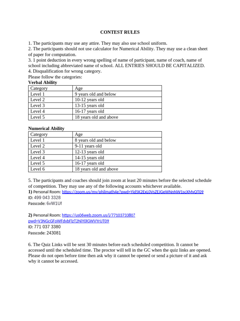 Verbal Ability Competition Guidelines | PDF | Chess Openings | Chess Theory