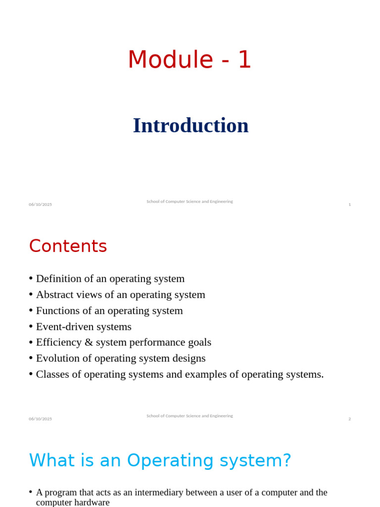 1-What Operating Systems Do, Computer System Organization-22!07!2025 ...