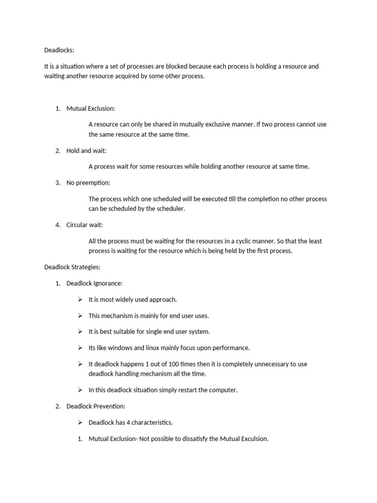 Understanding Deadlocks in Computing | PDF