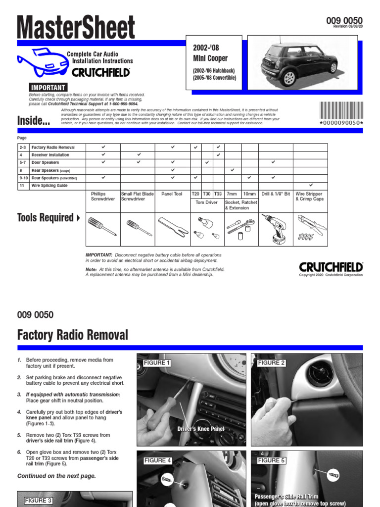 Mini Cooper Radio and Speaker Installation Guide | PDF | Electrical ...