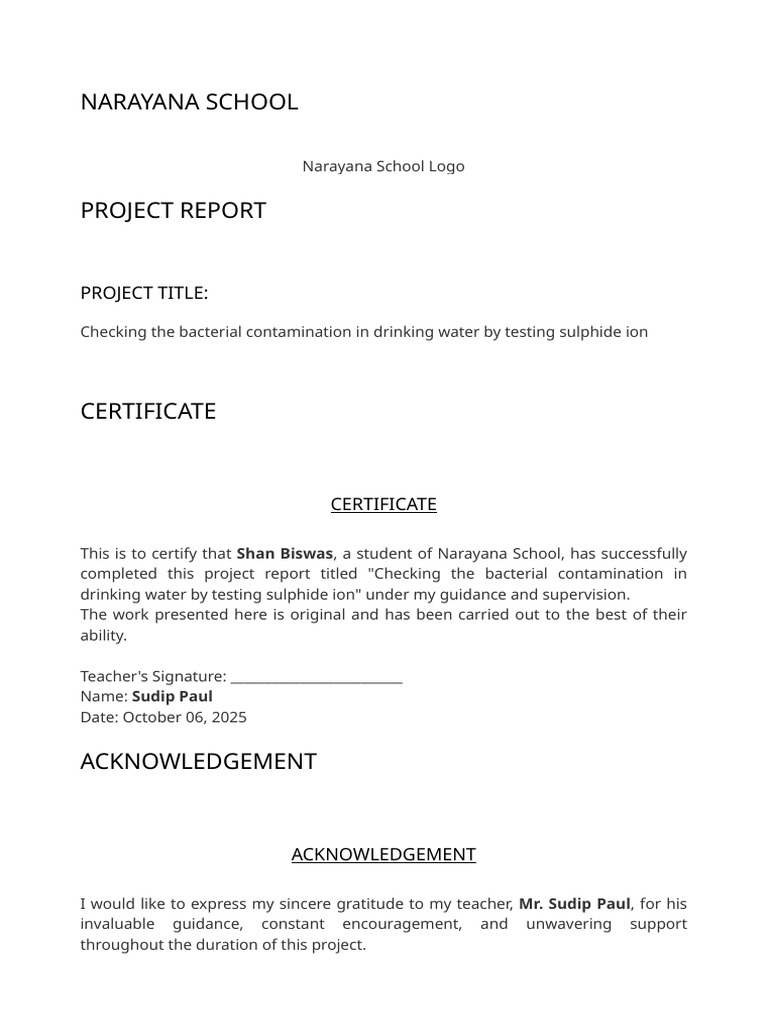 Bacterial Contamination Testing in Water | PDF | Drinking Water | Water
