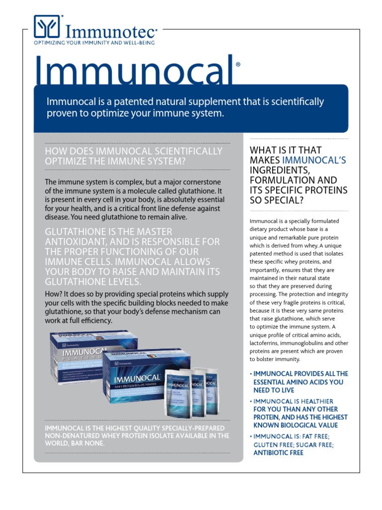 Immunocal Brochure | PDF | Inflammation | Immune System
