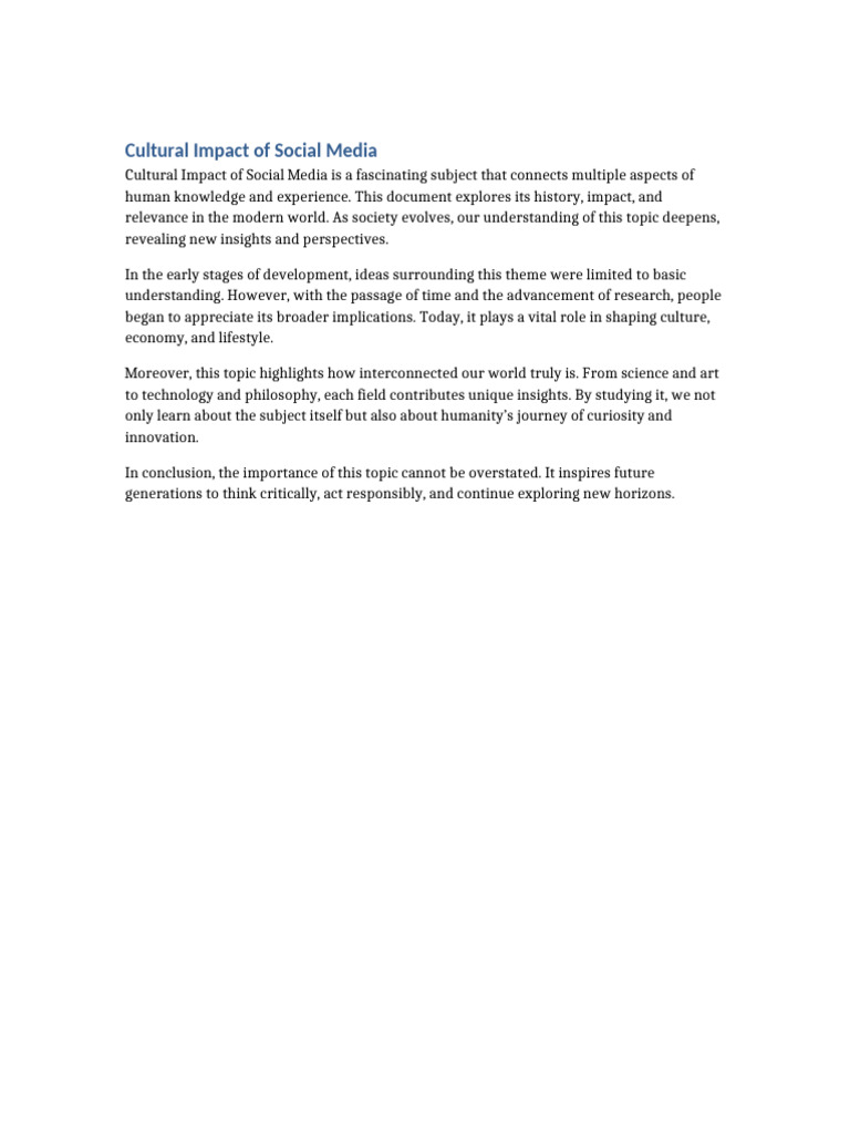 Cultural Impact of Social Media | PDF