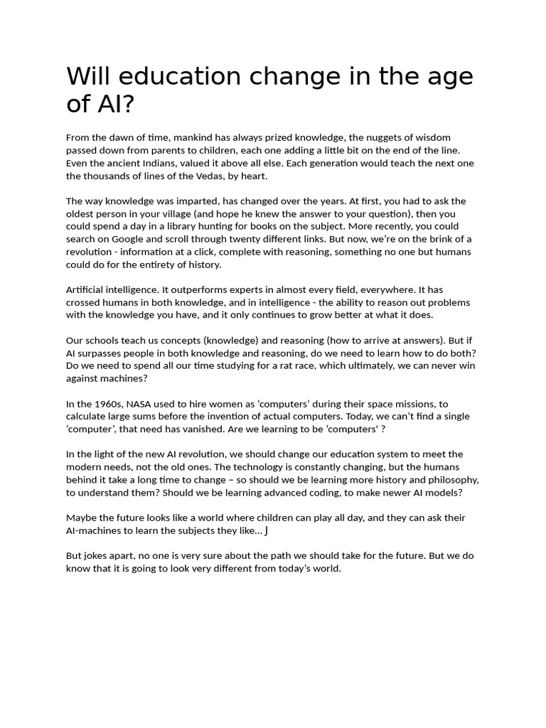 Future of Education in the AI Era | PDF