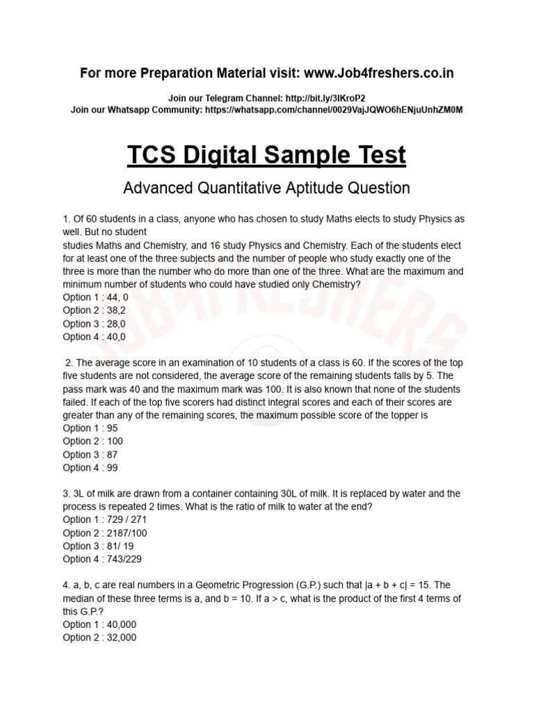 24 Feb (TCS Digital Sample Test) j4f | PDF | Integer (Computer Science ...