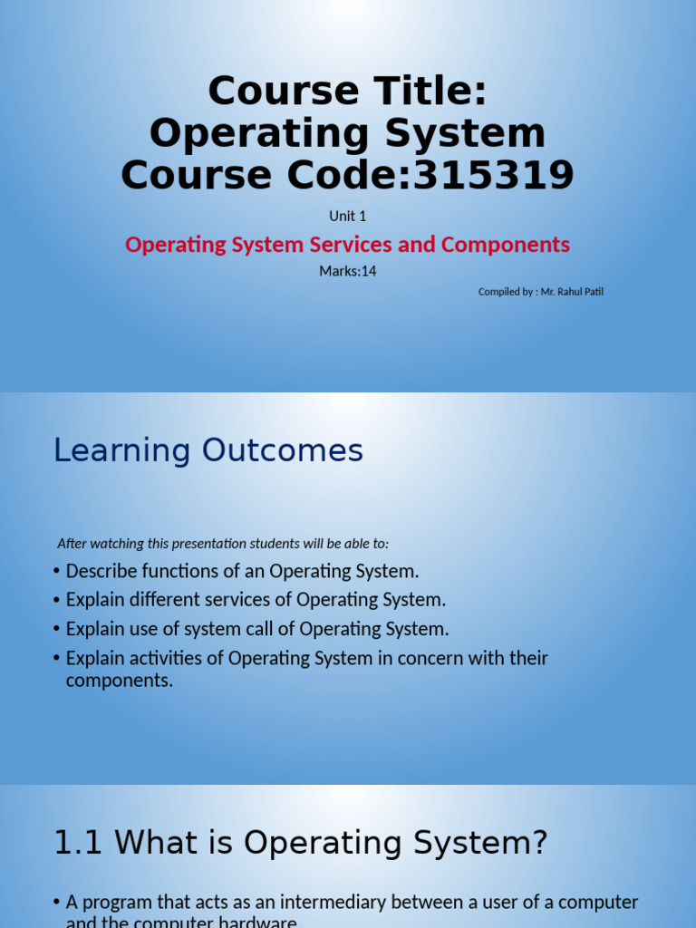 Overview of Operating System Types and Services | PDF | Operating ...