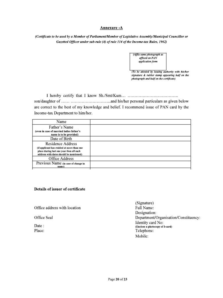 Pan Annexures | PDF