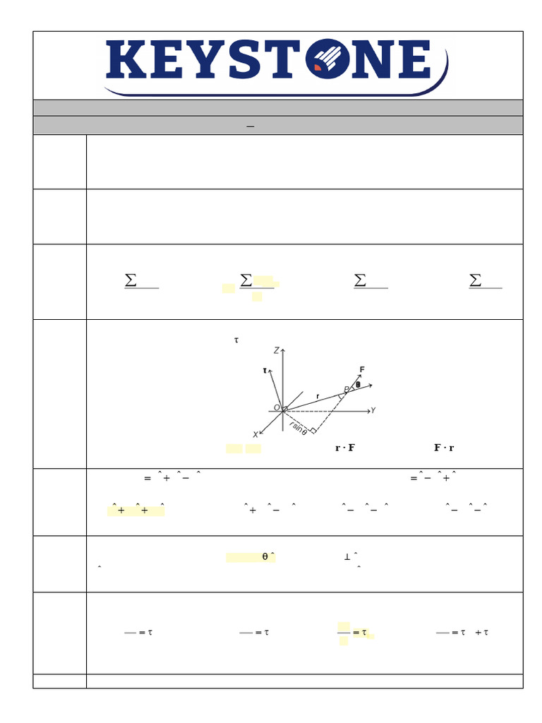 System of Particles and Rotation Quiz | PDF | Torque | Space