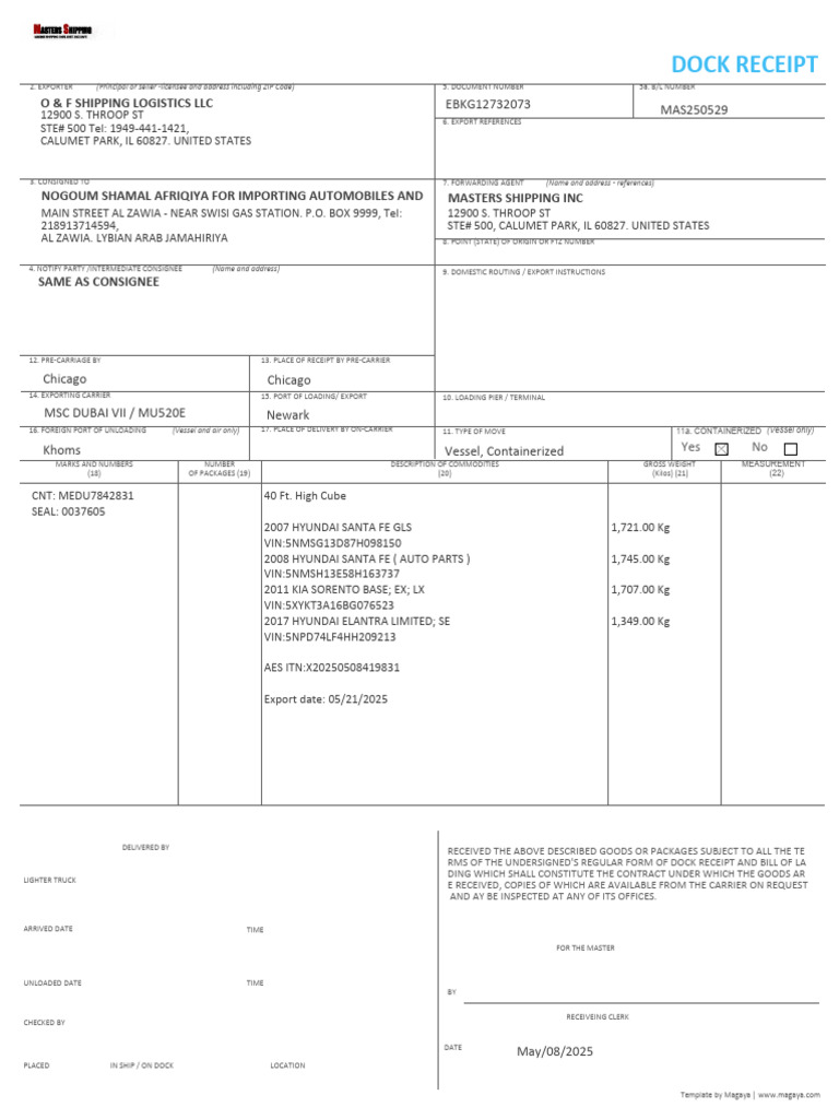 Dock Receipt | PDF
