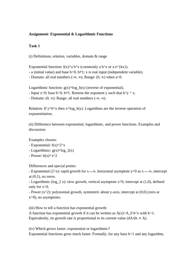 Exponential and Logarithmic Functions Guide | PDF | Exponential ...