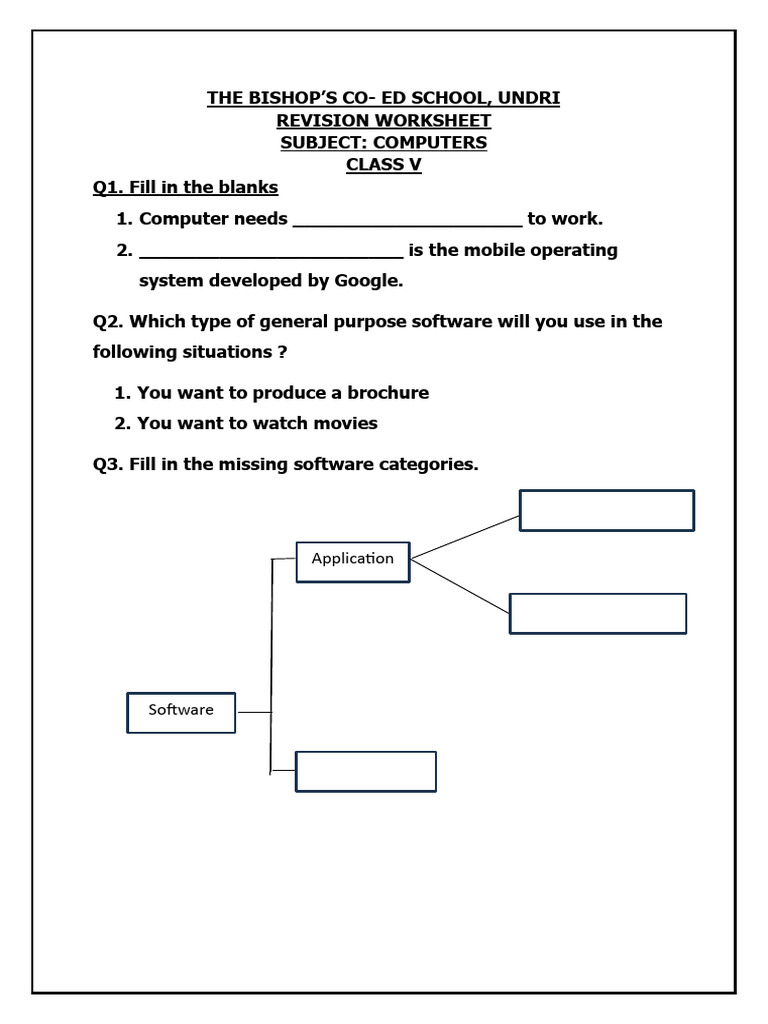 Class V Computers Revision Worksheet | PDF