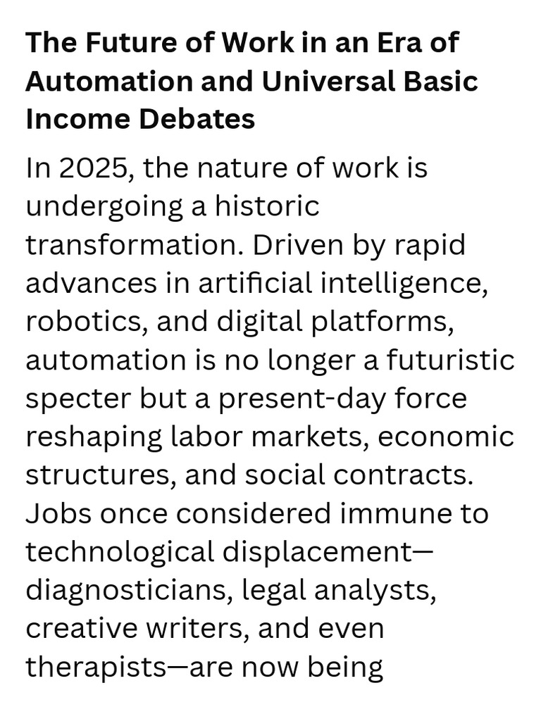 The Future of Work in An Era of Automation and Universal Basic Income ...