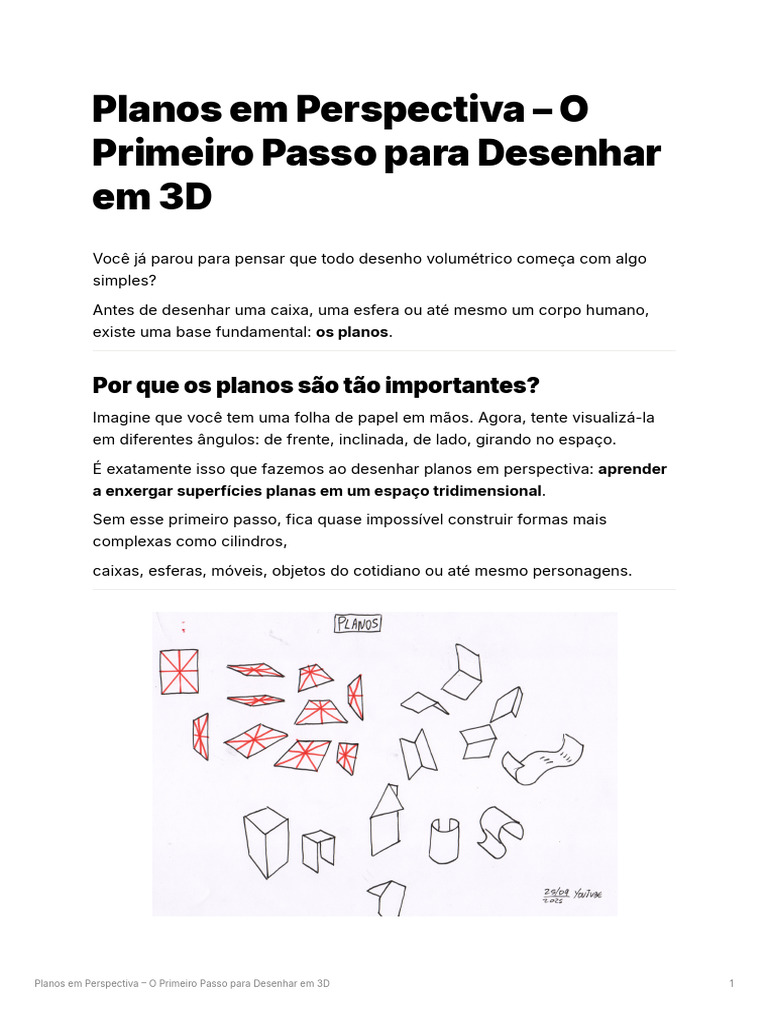 Planos em Perspectiva - O Primeiro Passo para Desenhar em 3D | PDF | Desenho, image size:768x1024
