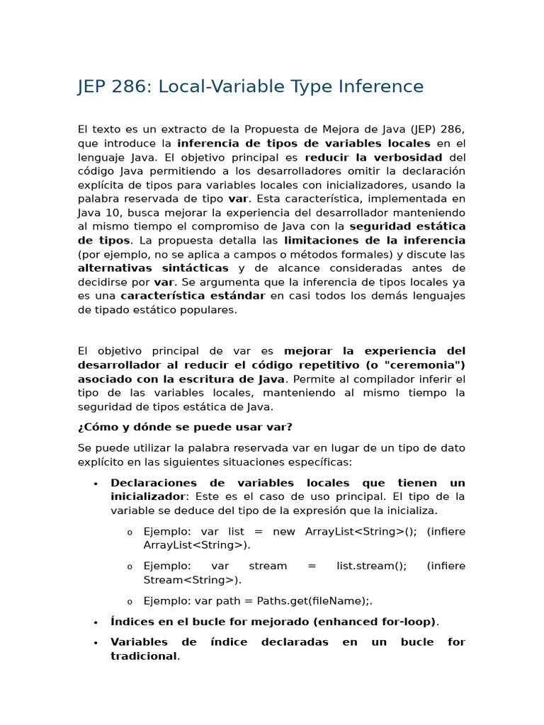 Dia 2_JEP 286 Local-Variable Type Inference | PDF | Lenguaje de ...