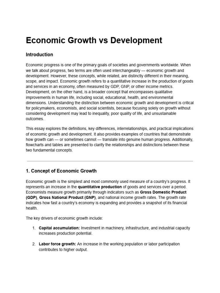 Economic Growth vs Development Explained | PDF | Economic Growth ...