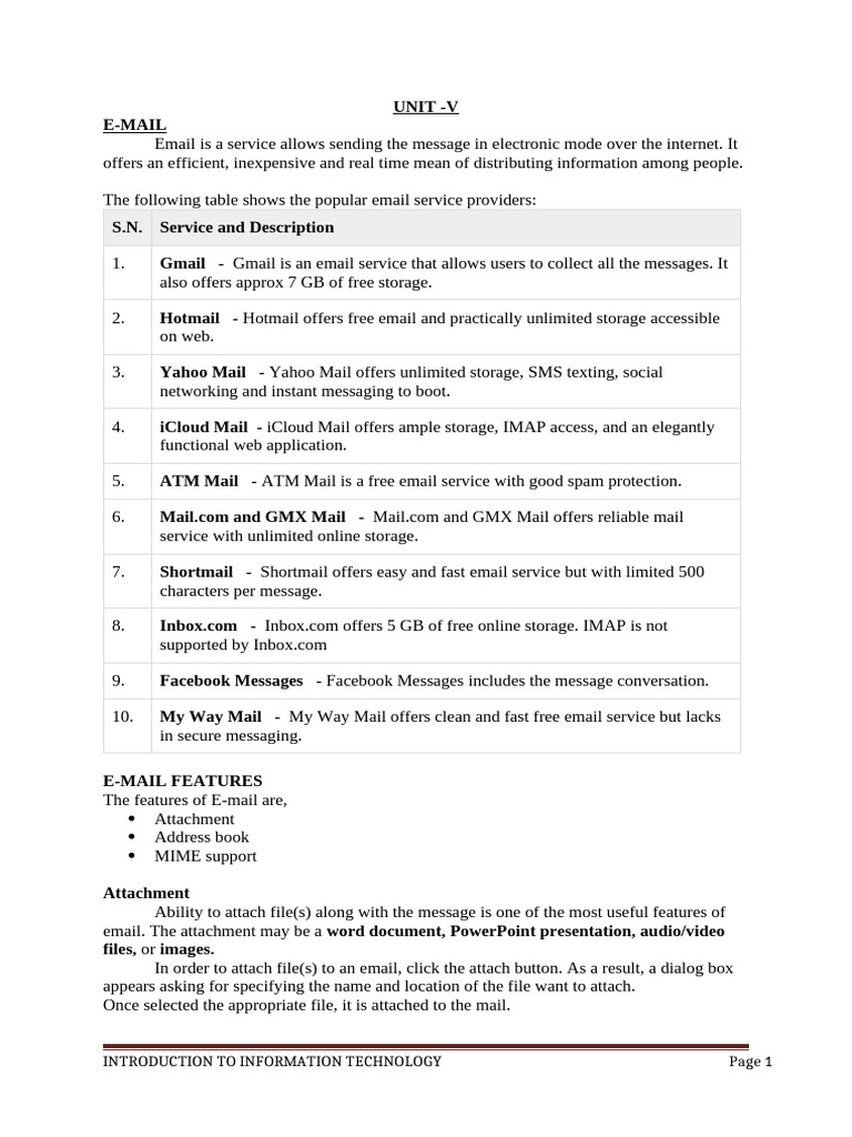 Overview of Email Services and Features | PDF | World Wide Web ...