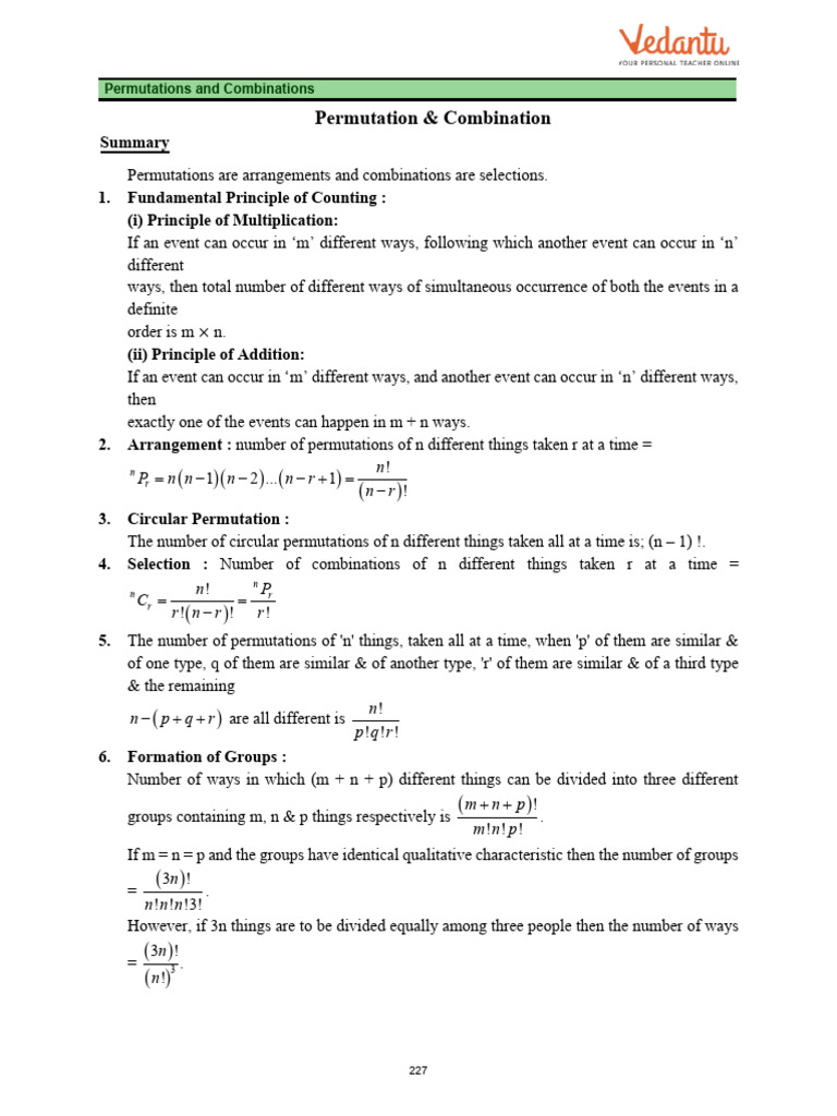 10-Permutations and Combinations | PDF | Permutation | Numbers
