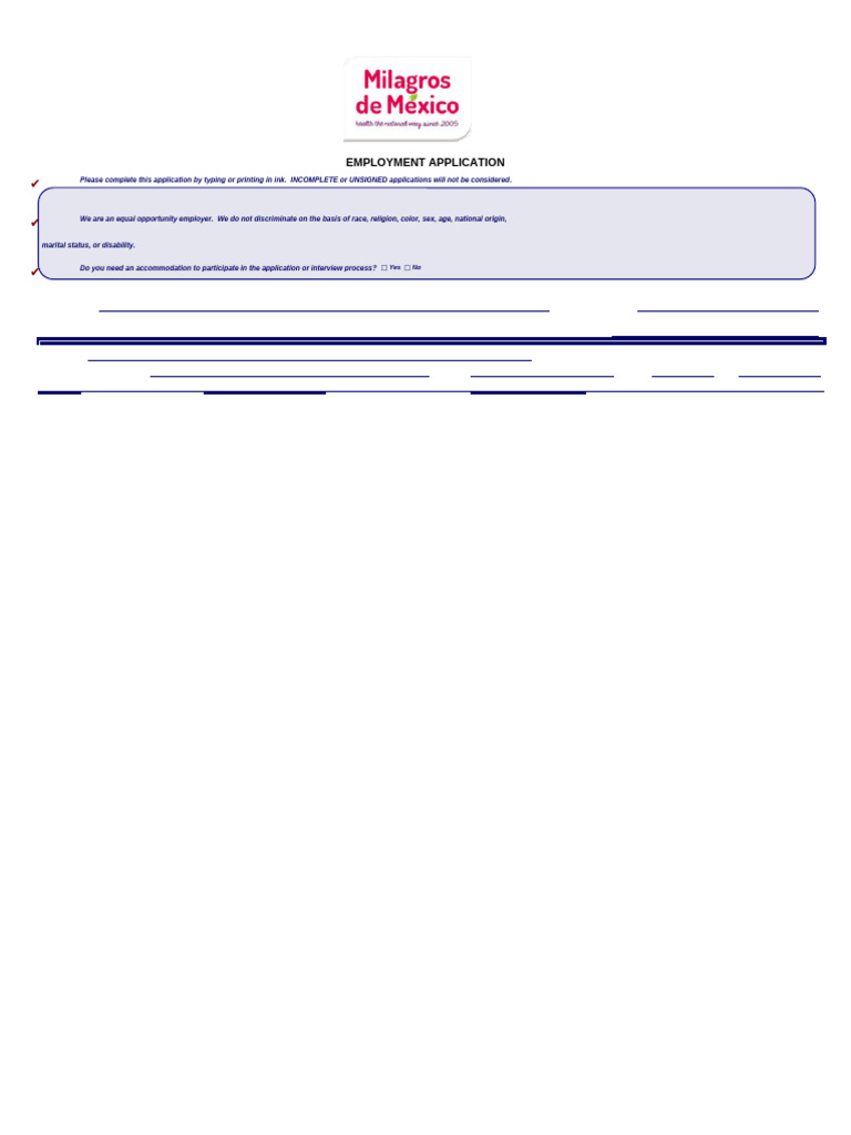 Employment Application Form Template | PDF | General Educational ...