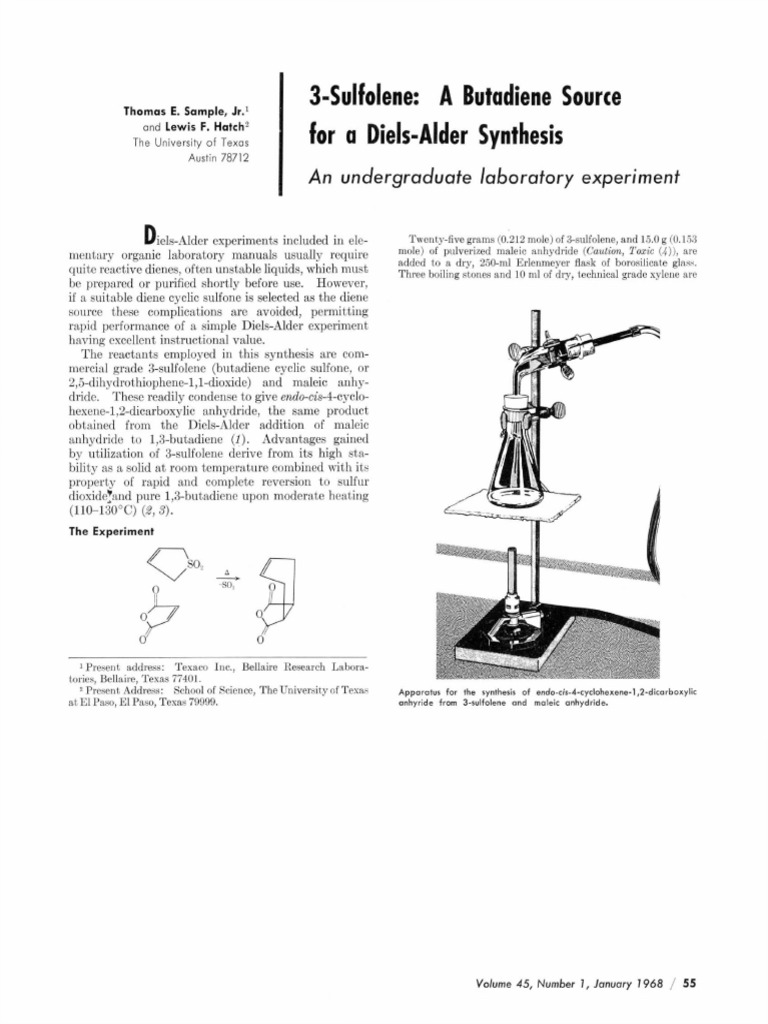 1968 3 Sulfolene A Butadiene Source For A Diels Alder Synthesis An ...
