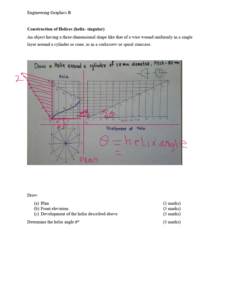 Engineering Graphics B.docx Helices 22nd May 2025 | PDF