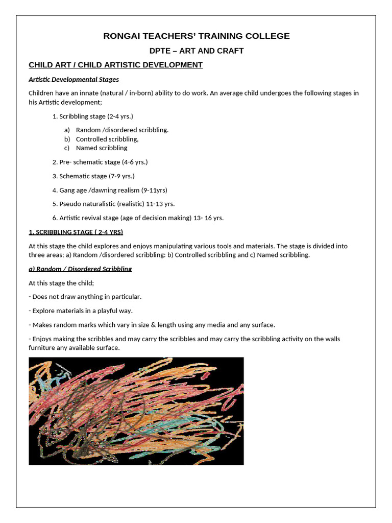 Child Artistic Development Stages | PDF | Cognition | Drawing