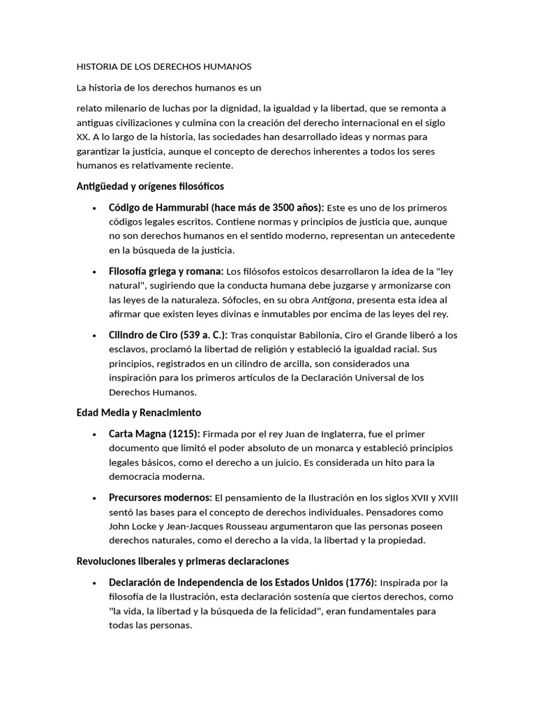 Historia de los Derechos Humanos | PDF | Derechos humanos | Naciones Unidas