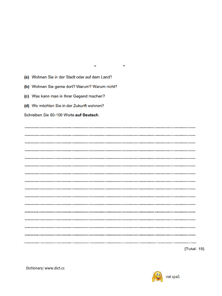 German Pre-C1 Summer Homework: Wohnort | PDF