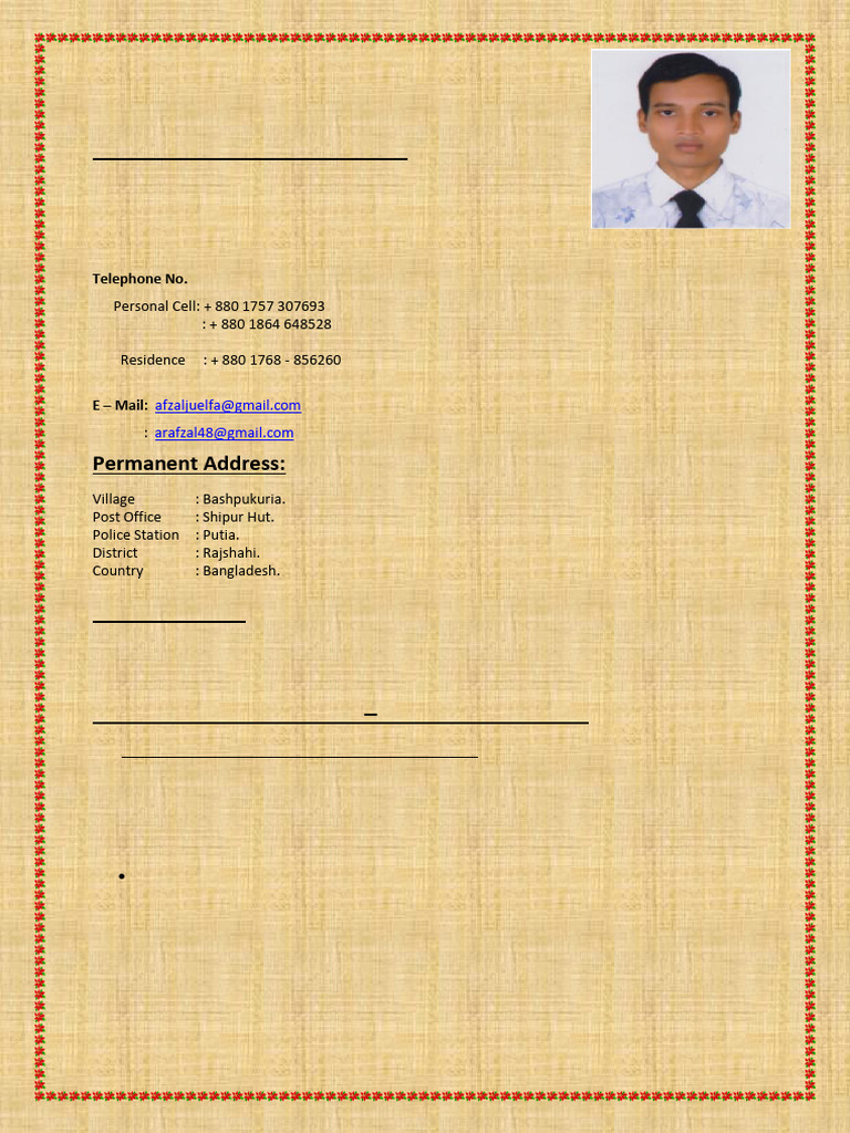 Md. Afzalur Rahman CV & Experience | PDF | Computing