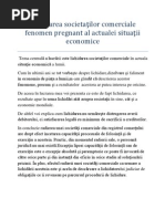 Lichidarea societaţilor comerciale fenomen pregnant al actualei situaţii economice