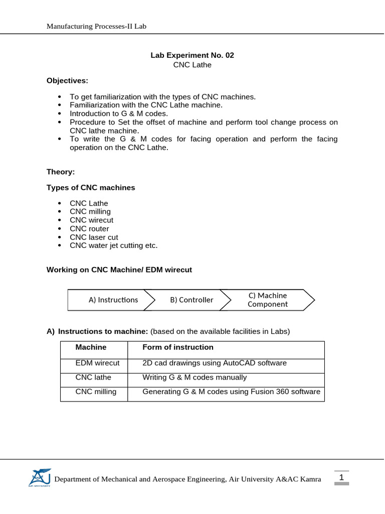 Lab Report #02 CNC Lathe (MP2 Lab Fall 2025) - Work Offset Procedure ...
