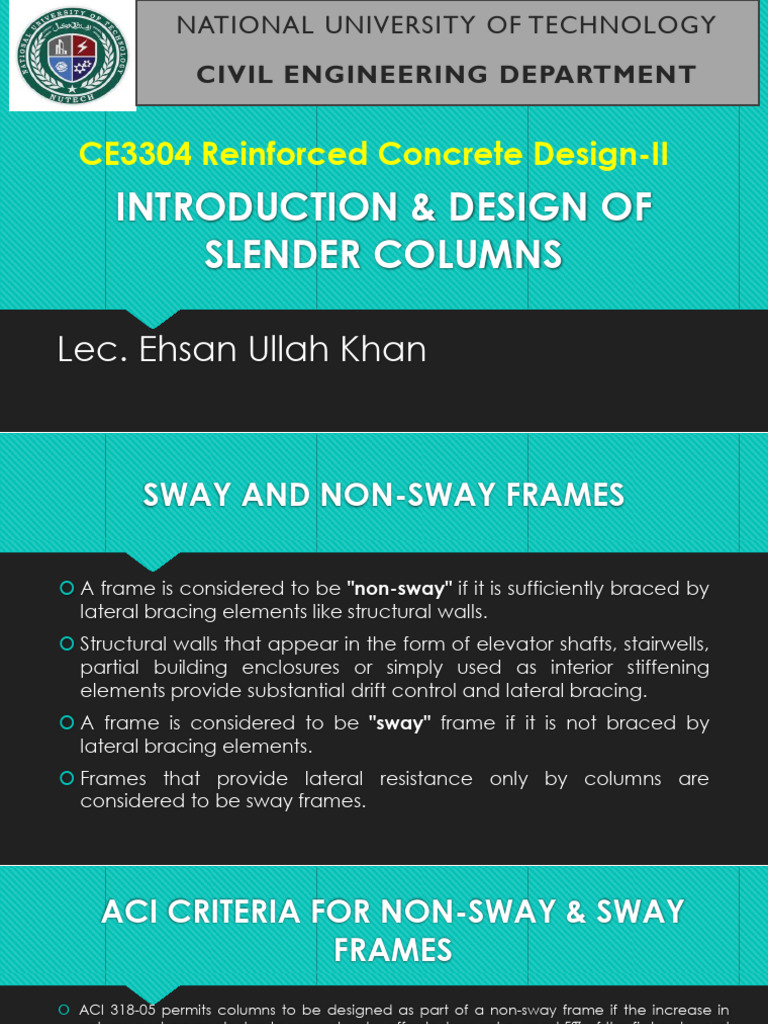 Design Principles for Slender Columns | PDF | Beam (Structure) | Column