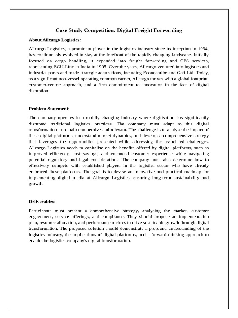 Case Study Competition AllCargo | PDF