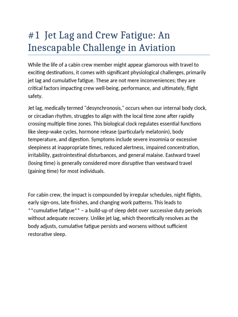 Jet Lag and Crew Fatigue in Aviation | PDF | Circadian Rhythm