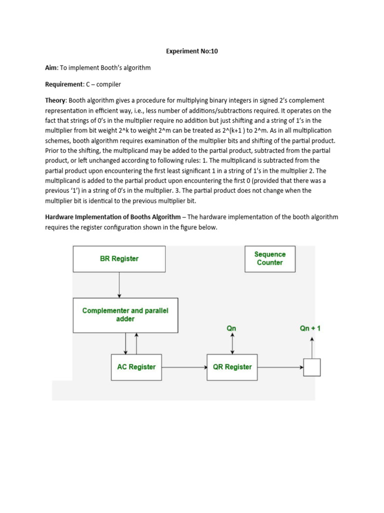 Booth's Algorithm for Binary Multiplication | PDF | Multiplication ...