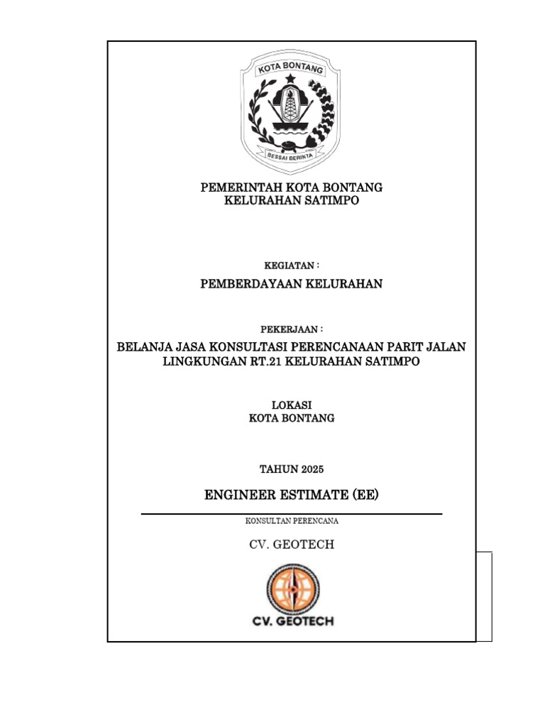 Rencana Anggaran Pekerjaan Parit 2025 | PDF