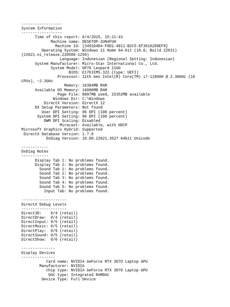 Windows 11 System Report Summary | PDF | Computing | Computer Architecture