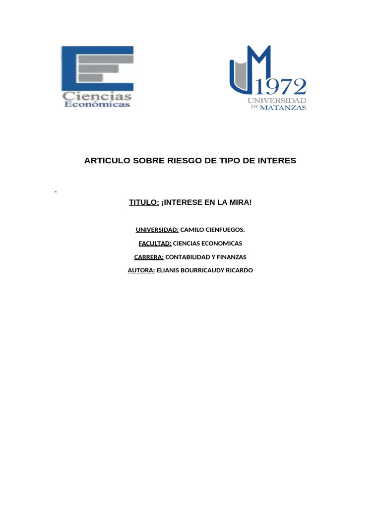 Riesgo de Tasa de Interés en Economías Emergentes | PDF | Tasas de ...