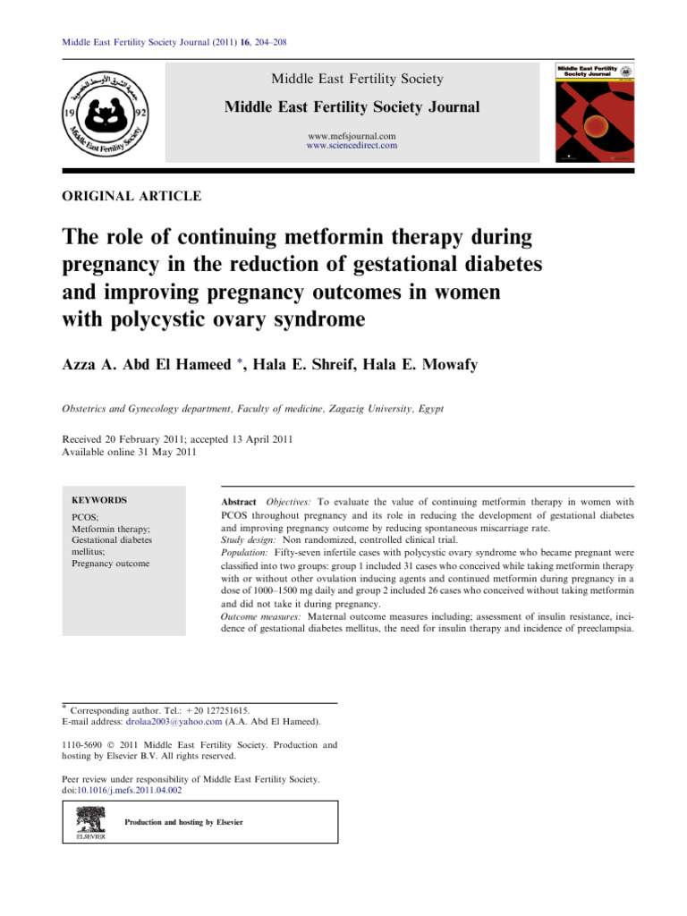 The Role of Continuing Metformin Therapy During Pregnancy in The ...