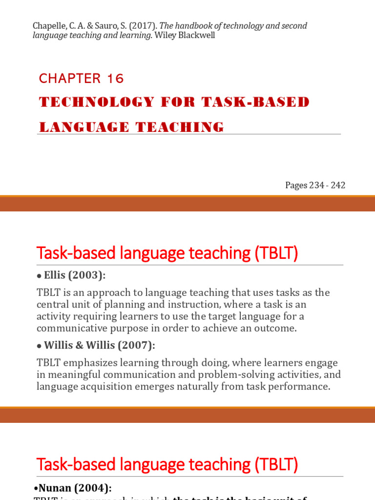 Task-Based Language Teaching with Technology | PDF | Artificial ...