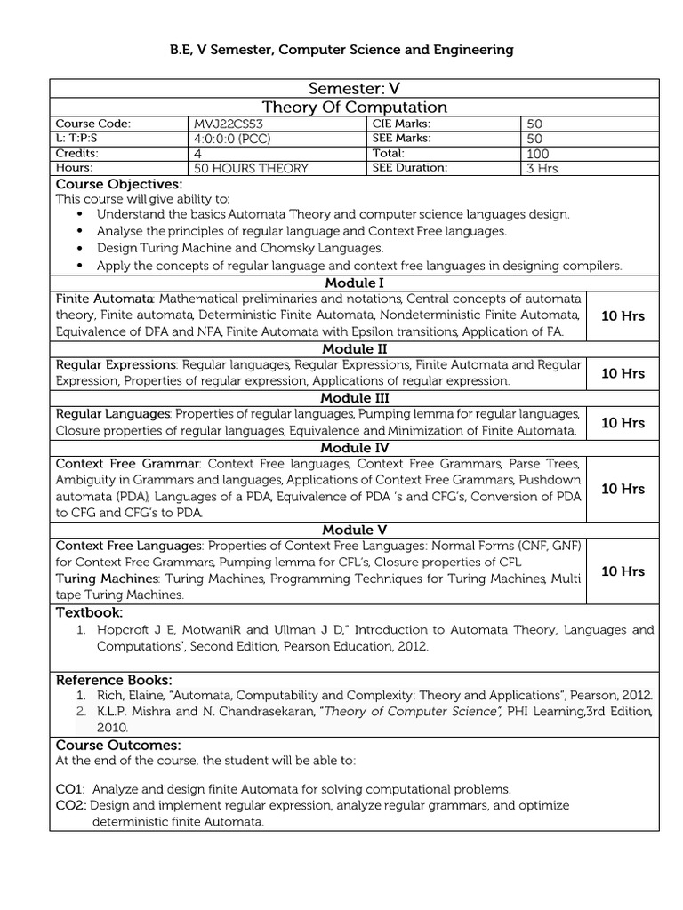 TOC Syllabus | PDF