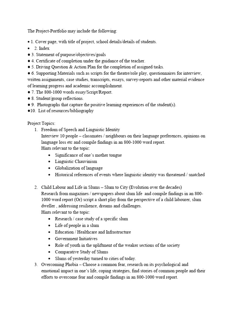 Class 12 English Project Guidelines | PDF | Crimes | Crime & Violence